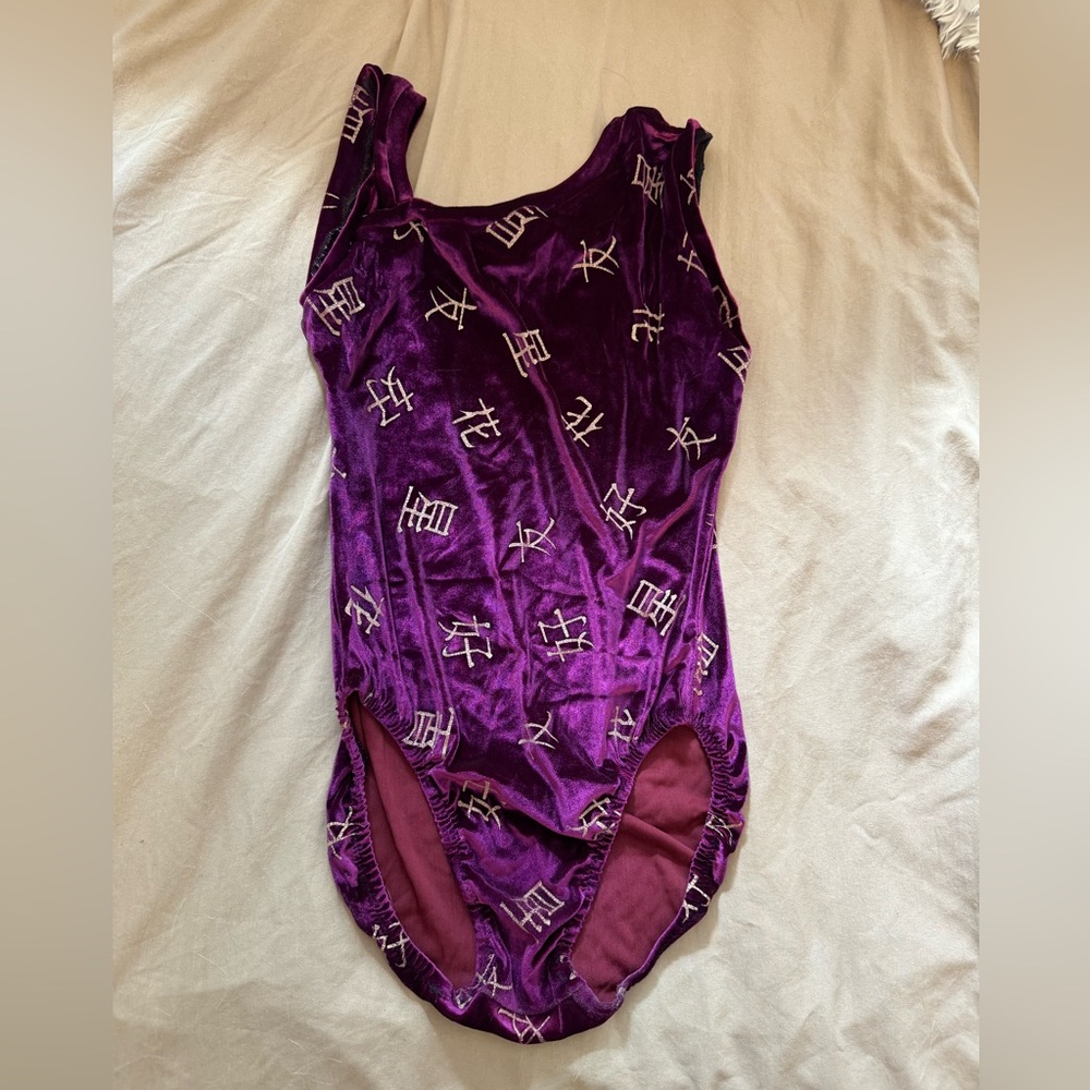 purple velour gymnastics leotard